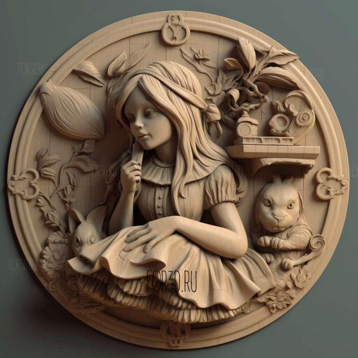 Alice in Wonderland 1 stl model for CNC